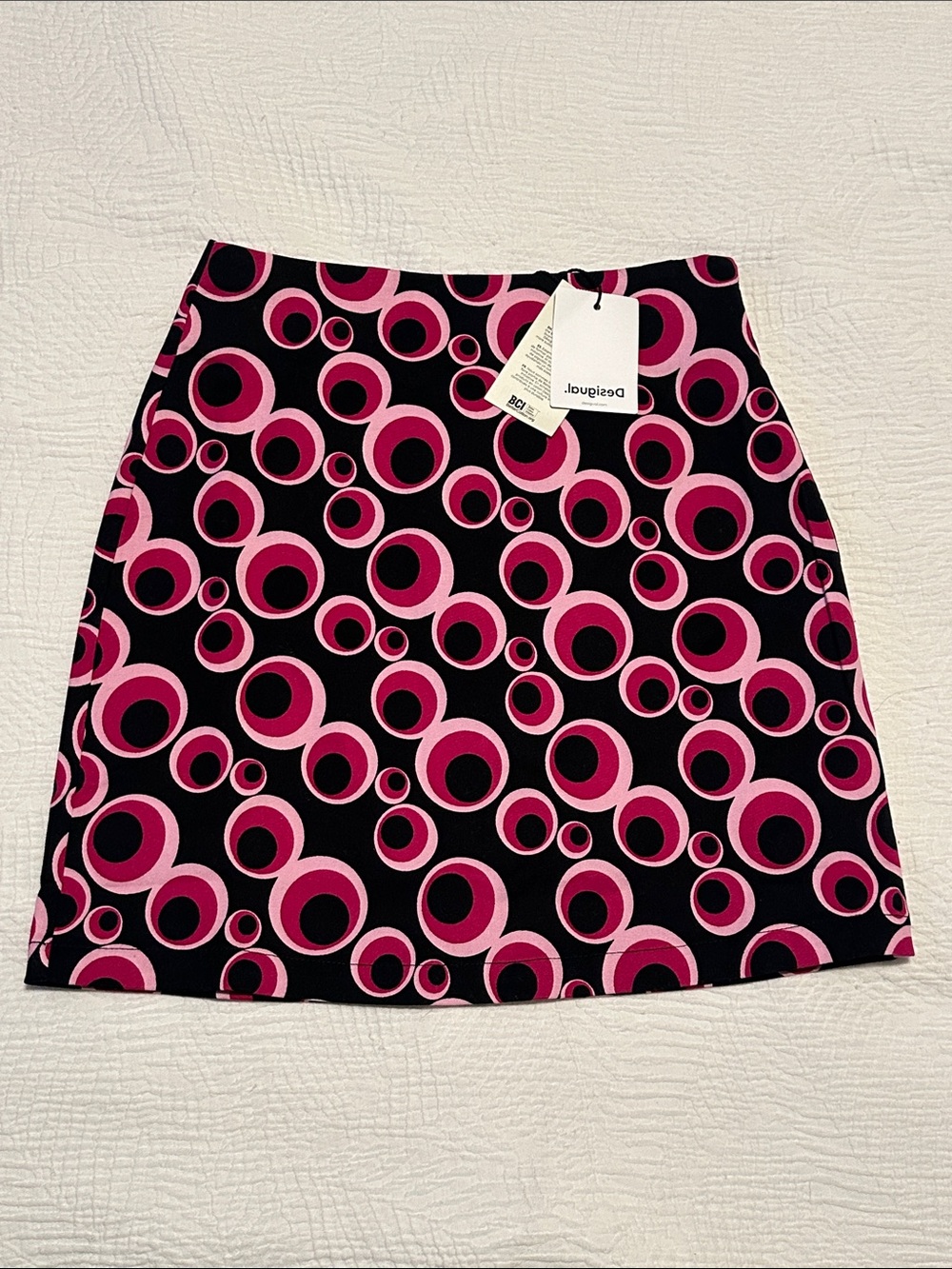 Desigual XS Pink and Black Retro Circle Mini Skirt SLIM CIRCLE MINISKIRT NWT